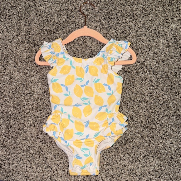 Tucker + Tate Other - Tucker + Tate Lemon Print Ruffle One-Piece Swimsuit - Yellow & Aqua